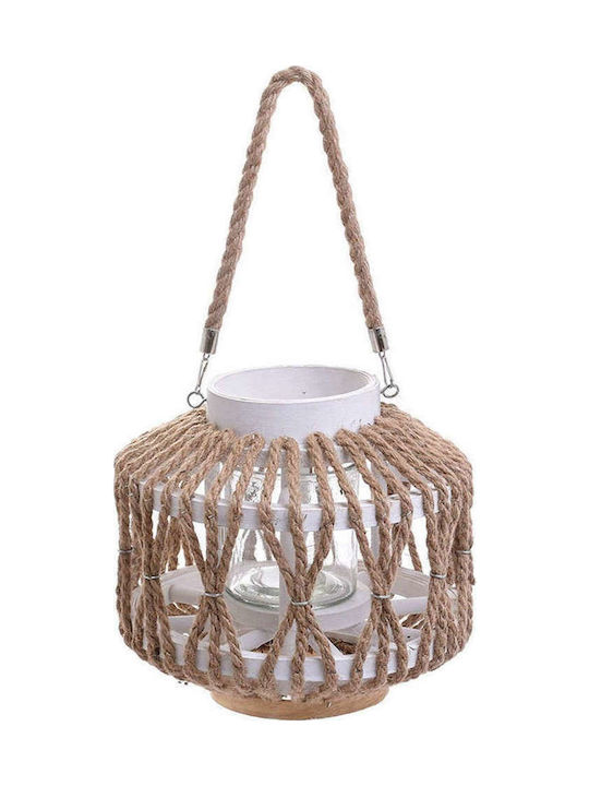 Inart Lantern Wicker Tabletop Beige 26x26x23εκ. 1pcs