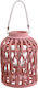 Inart Laterne Korbweide Rosa 25x25x33cm 1Stück