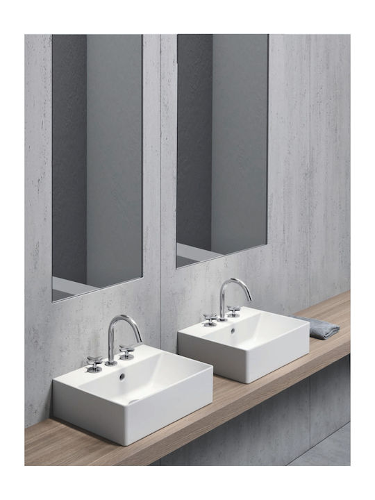 GSI Kube-X Aufgesetztes Waschbecken Porzellan 45x35x15cm Weiß