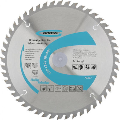 Gross 73337 Cutting Disc Wood 250mm with 48 Teeth 1pcs