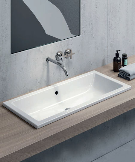 GSI Kube Eingelassenes Waschbecken Porzellan 60x37x16cm Weiß