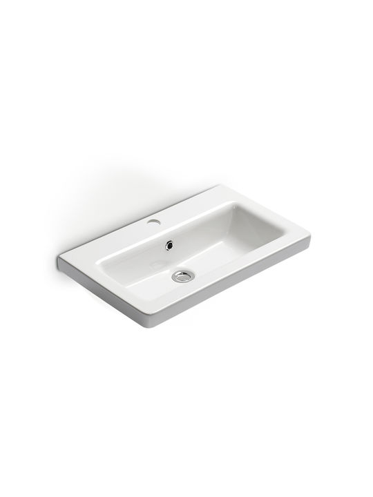 Bianco Ceramica Urban Wall Mounted Wall-mounted / Undermount Sink Porcelain 60x35x15.5cm White