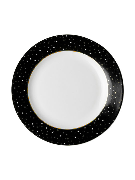 Dutch Rose Fruit Plate Sparkling Plate Desert Ceramic Black with Diameter 18cm