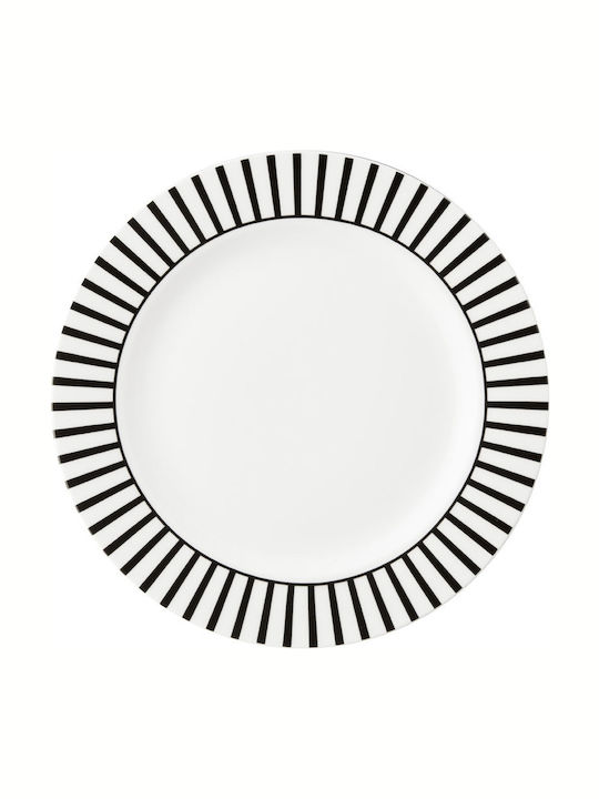 Dutch Rose Dessert Plate Stripe Plate Desert made of Porcelain White with Diameter 18cm