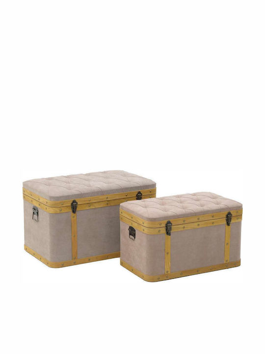 Inart Dekorative Truhen-Set Hölzernes Gray 3Stück