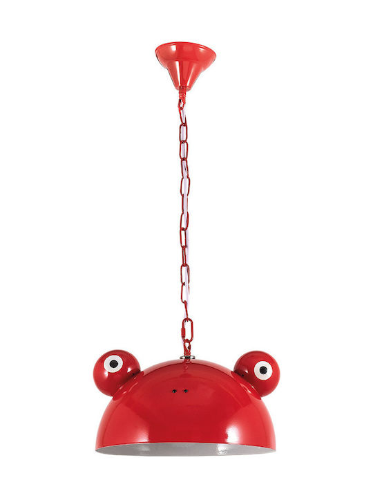 ARlight Βάτραχος Single Bulb Kids Lighting Pendant Metallic with Drive Size E27 In Red Colour