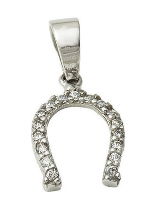 Pendant, 14K White gold, Horseshoe.