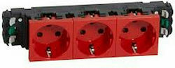 Legrand Mosaic Dreifach Gemauert Stromsteckdose Sicherheit Automatische Terminals Rot
