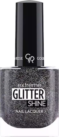 Golden Rose Extreme Shine Glitter Βερνίκι Νυχιών Μαύρο 212 10.2ml