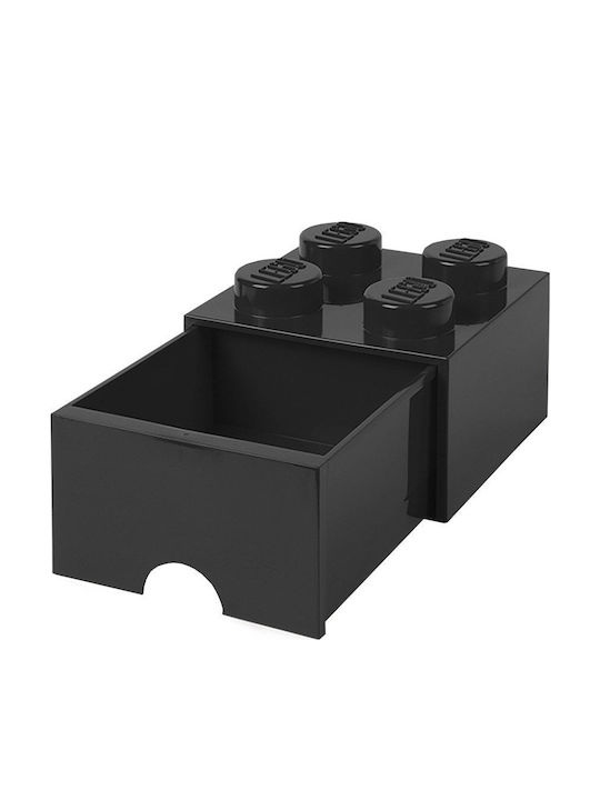 Lego Kids Plastic Toy Storage Box 4 Knobs Black 22x22x17cm