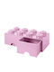 Lego Kids Plastic Toy Storage Box 8 Knobs Pink 50x25x17cm