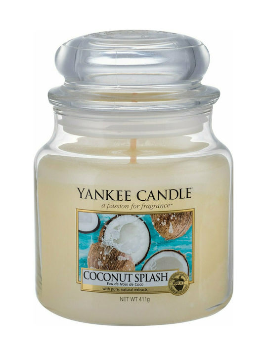 Yankee Candle Ароматна Свещ Буркан с Аромат на Кокосови пръски Бежов 411гр 1бр