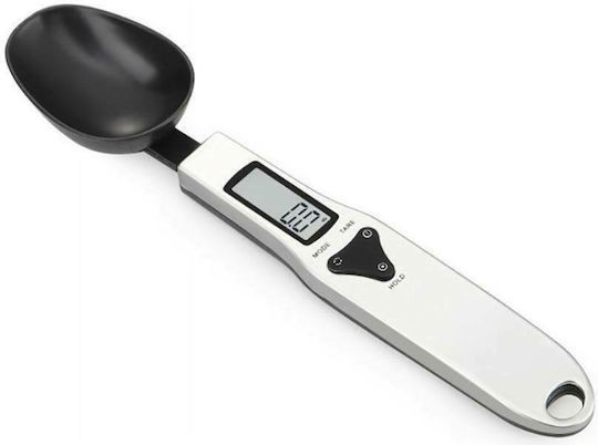 Κουτάλι Μεζούρα Ακριβείας με LCD Οθόνη 0 1-500gr Ψηφιακή Ζυγαριά Κουζίνας Κουτάλι έως 0.5kg Λευκή