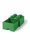 Lego Kids Plastic Toy Storage Box 4 Knobs Green 25x25x18cm