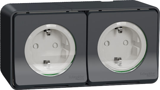 Schneider Electric Mureva Styl Double Power Safety Socket Anthracite