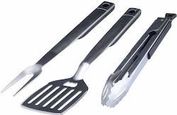 Bormann BBQ1007 Set von 3 BBQ-Werkzeugen mit Spatel, Tranchiergabel und Zange 024422