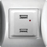 Lineme Power Socket with 2 USB Ports Silver