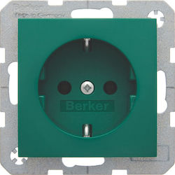 Hager Berker S.1 Single Power Socket Green