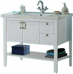 Martin Efe 100 Bench with sink Matte Lacquer L100xW45xH82cm White