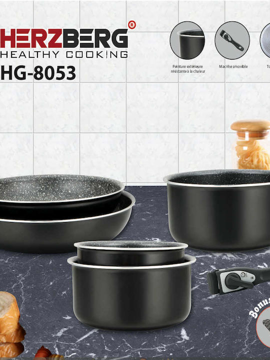 Herzberg Cookware Set Made of Aluminum with Stone Coating 5pcs