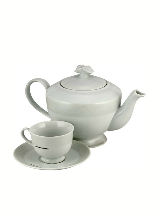 WM Collection N11613 Tea Set with Cup Porcelain in Gray Color 1200ml 9pcs