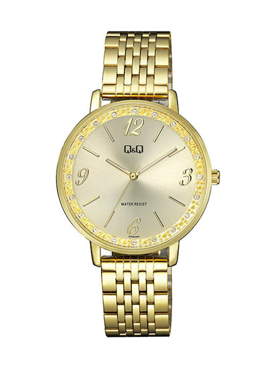 Q&Q Uhr mit Gold Metallarmband QC09J004