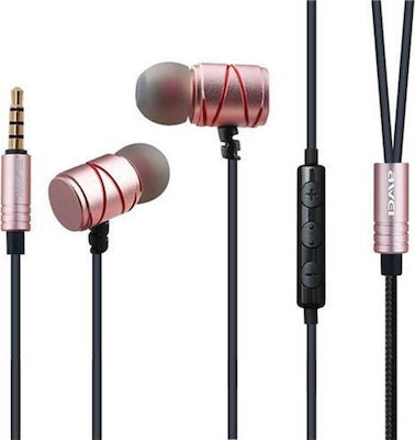 Awei ES910TY In-ear Handsfree με Βύσμα 3.5mm Ροζ Χρυσό