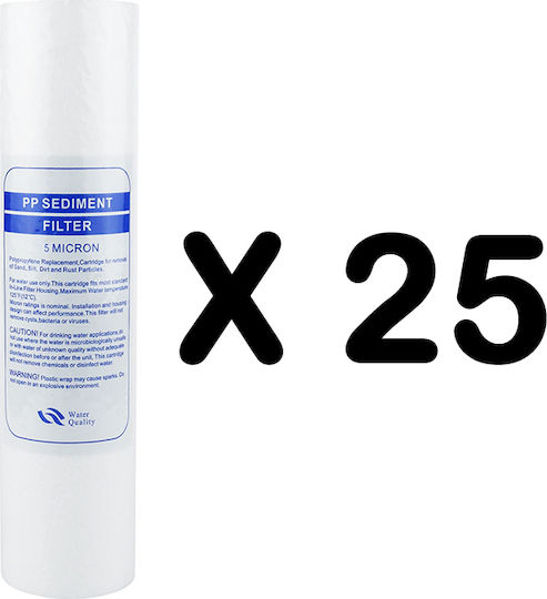 QWaterFilters Countertop and Under Sink Water Filter Replacement made of Polypropylene 10" PP-10" 5 μm 25pcs