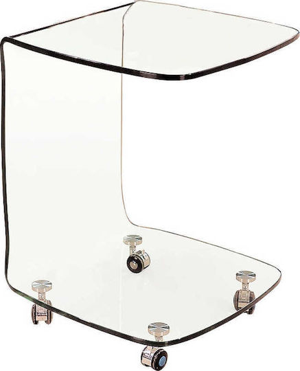 Side Coffee Table Glasser With Transparent Wheels Side Coffee Table Glasser With Transparent Wheels
