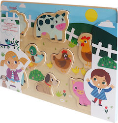 Wooden Kids Peg Puzzle Farm Animal for 1+ Years 9pcs iwood