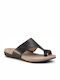 Jana Leather Women's Flat Sandals Anatomic in Black Color