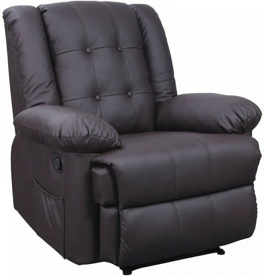 Scarlet Πολυθρόνα Relax Massage με Υποπόδιο από Δερματίνη Καφε 90x93x100cm