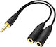 Cablexpert Converter 3.5mm male to 3.5mm 2x female 1pcs