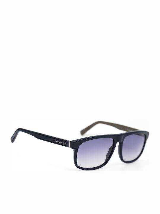 Zegna Men's Sunglasses with Blue Plastic Frame and Blue Gradient Lens EZ0003 90B