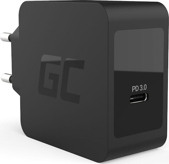 Green Cell Charger Without Cable with USB-C Port 18W Power Delivery Blacks (CHAR07)