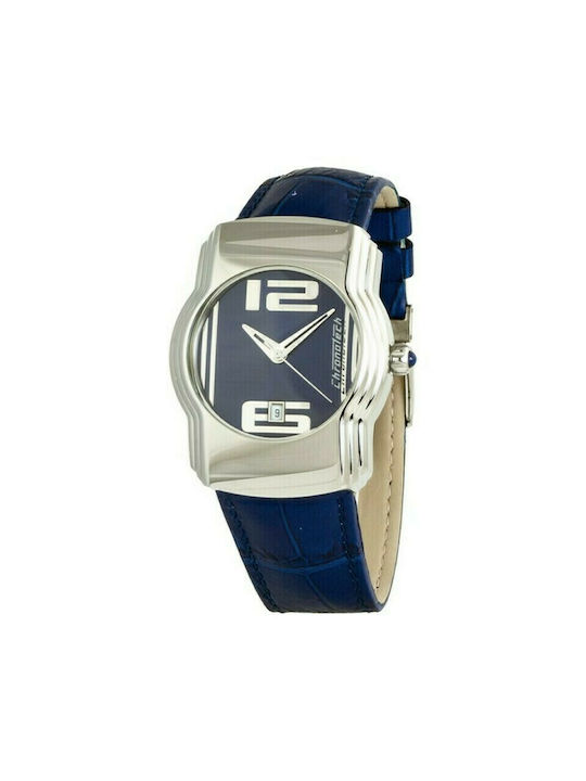 Chronotech Uhr mit Marineblau Lederarmband CT7279B-09