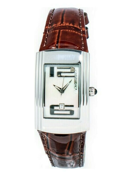 Chronotech Damen Uhr mit Braun Lederarmband