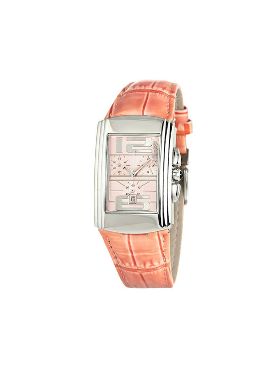 Chronotech Watch with Orange Leather Strap CT7018B-02
