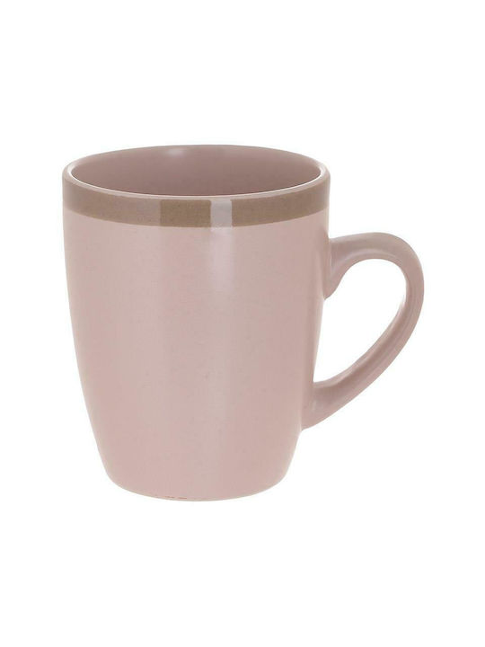 Inart Ceramic Cup Pink 350ml 6pcs