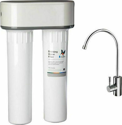 Doulton 2-Stage Under Sink Water Filter System Hip Duo with Faucet , 3/8'' Inlet/Outlet, with 10" Replacement Filter Doulton Sediment 5μm & Doulton Ultracarb 0,5μm DO.0014