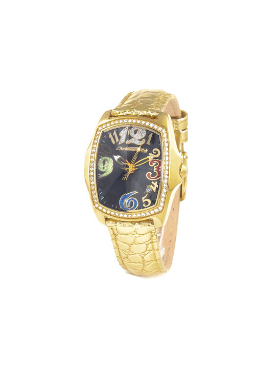 Chronotech Watch with Gold Leather Strap CT7896LS-69