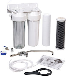 Aqua Filter 2-Stage Under Sink / Central Supply Water Filter System FP2-W-K1 with Faucet , ½" Inlet/Outlet, with 10" Replacement Filter