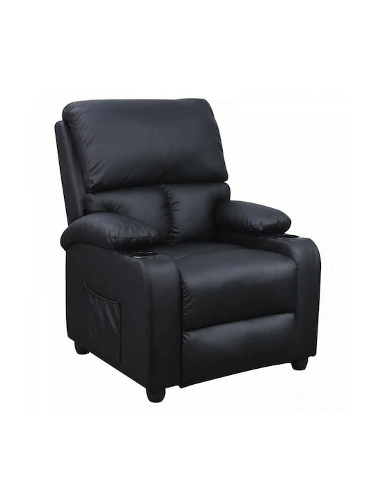 Sunday Πολυθρόνα Relax Massage με Υποπόδιο από Δερματίνη Μαύρο 72x89x106cm