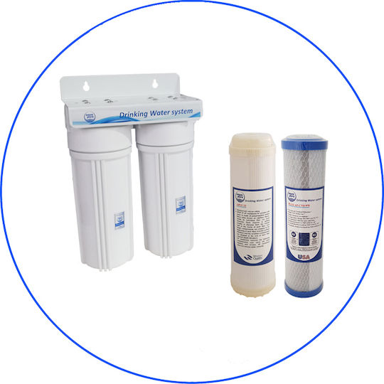 Aqua Pure 2-Stage Under Sink / Central Supply Water Filter System Home Ufcto with 10" Replacement Filter Aqua Pure APUF 2T 0.01 μm & Aqua Pure PLUS AP-CTO 975 0.6 μm