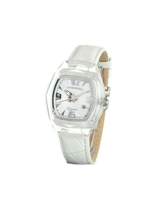 Chronotech Watch Battery with White Leather Strap CT7888M-09