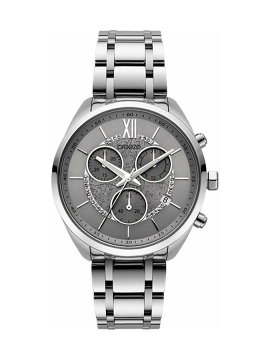 Breeze Luxade Uhr Chronograph mit Silber Metallarmband