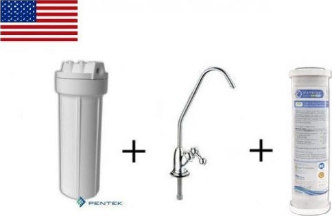 Pentair Wasserfiltrationssystem Unter der Spüle / Zentrale Versorgung mit Wasserhahn & Ersatzfilter Matrikx CTO 5 μm
