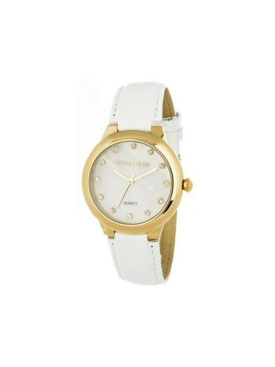 Devota & Lomba Watch with White Leather Strap DL006WN-02