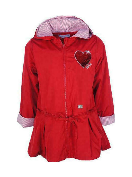 Evita Kids Trenchcoat Long Hooded Red