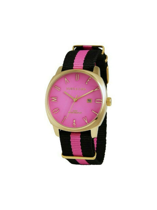 Devota & Lomba Watch with Fabric Strap DL008MSPBK-PK-02